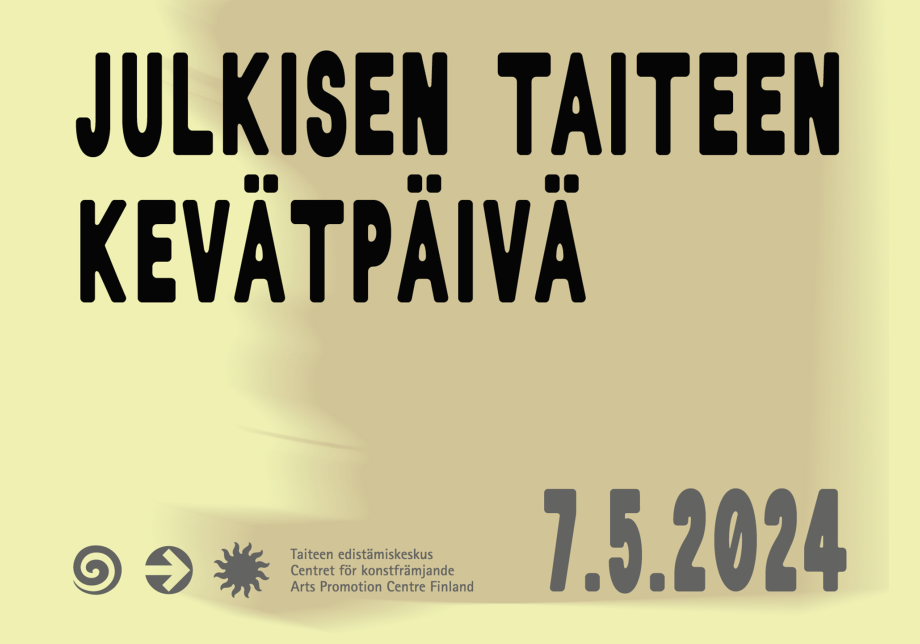 Vaaleanvihreällä taustalla iso teksti &quot;Julkisen taiteen kevätpäivä&quot;, Taiken logo sekä päivämäärä 7.5.2024