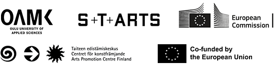 AVARA organizer logos: OAMK, S+T+ARTS, European Comission, Arts Promotion Centre Taike, Co-Founded by the European Union