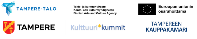Logot: Tampere-talo, Taide- ja kulttuurivirasto, Euroopan unionin osarahoittama, Kulttuurikummit, Tampereen kauppakamari