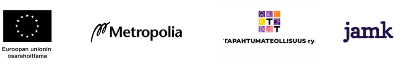 Logot: Euroopan unionin osarahoittama, Metropolia, Tapahtumateollisuus ry, Jamk