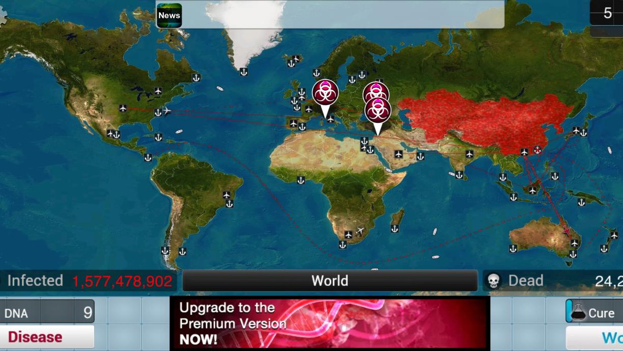 Kuvakaappaus pelistä, jossa näkyy maailman kartta.