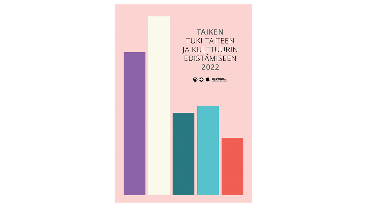 Julkaisun kansikuva, jossa vaaleanpunertavalla taustalla pylväskaaviomaisia viivoja.