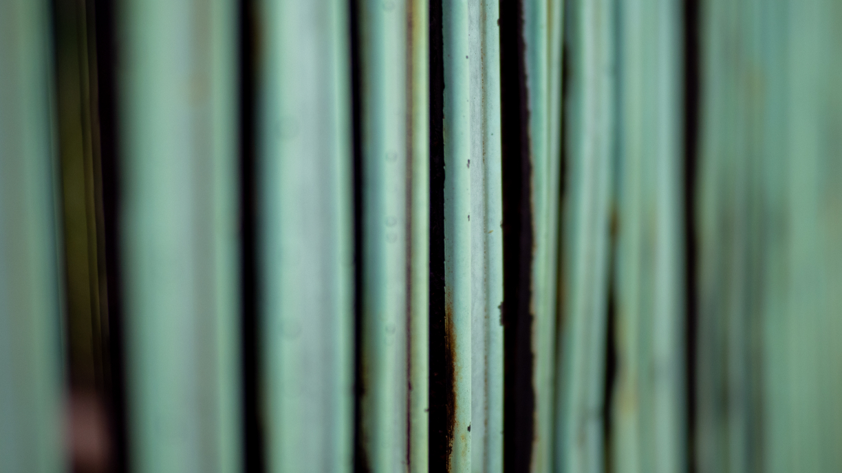 Lähikuvassa vihreä pystyraidallinen tekstuuri. 