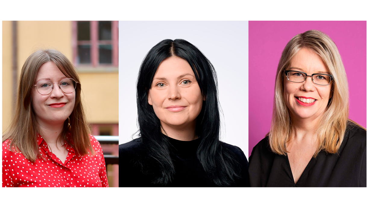 Kasvokuvat Maria Pirkkalainen-Barberista, Katri Leppisaaresta ja Kati Nuorasta