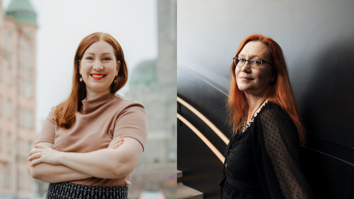 Puolimuotokuvat Hanna Hannuksesta ja Anu Aholasta