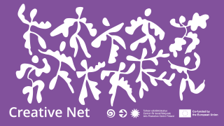Decorative. Text: Creative Net, Arts Promotion Centre Finland, Co-Founded by the European union. 
