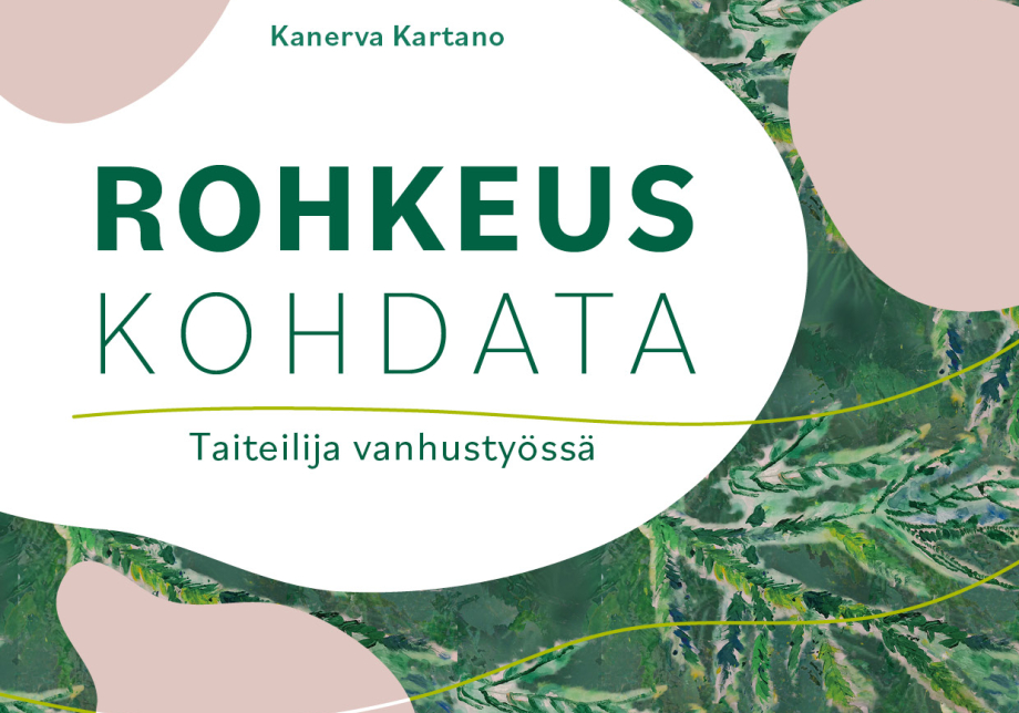 Kirjan kansi, jossa vihreää maalattua havumaista kuvitusta ja kirjan nimi.