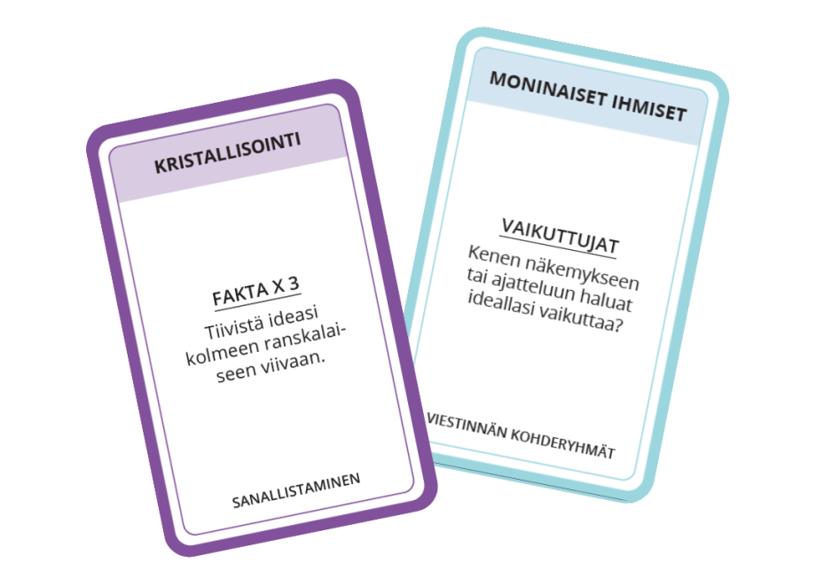 Kaksi Ideasta hankkeeksi -korttia.