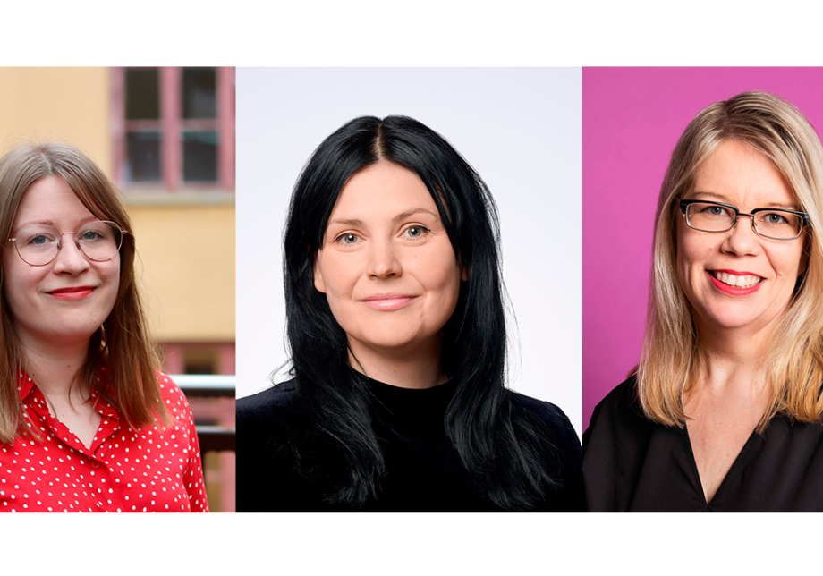 Kasvokuvat Maria Pirkkalainen-Barberista, Katri Leppisaaresta ja Kati Nuorasta