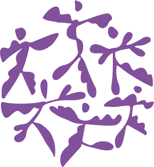 Kuvituskuvassa kuusi violettia ihmishahmoa. 